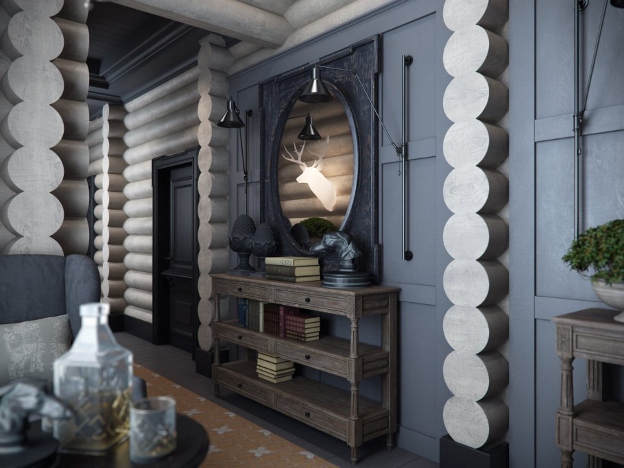 Бревенчатые стены в интерьере