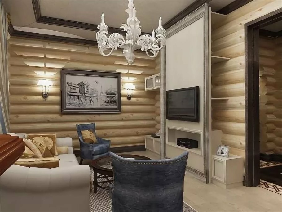 Дом из оцилиндрованного бревна интерьер Люкс