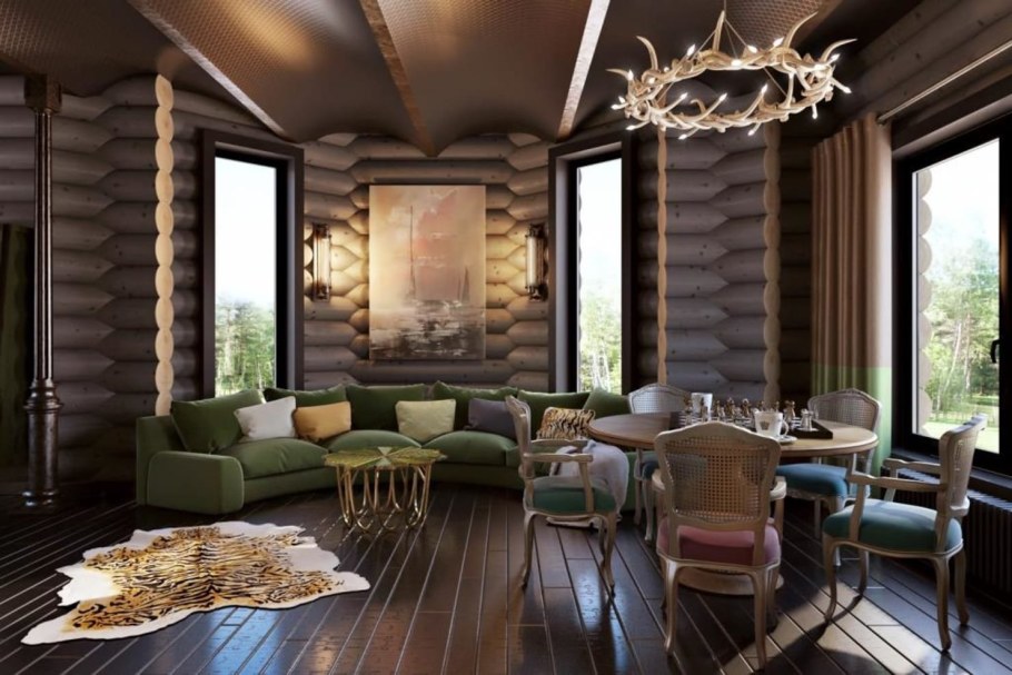 Лофт в доме из оцилиндрованного бревна