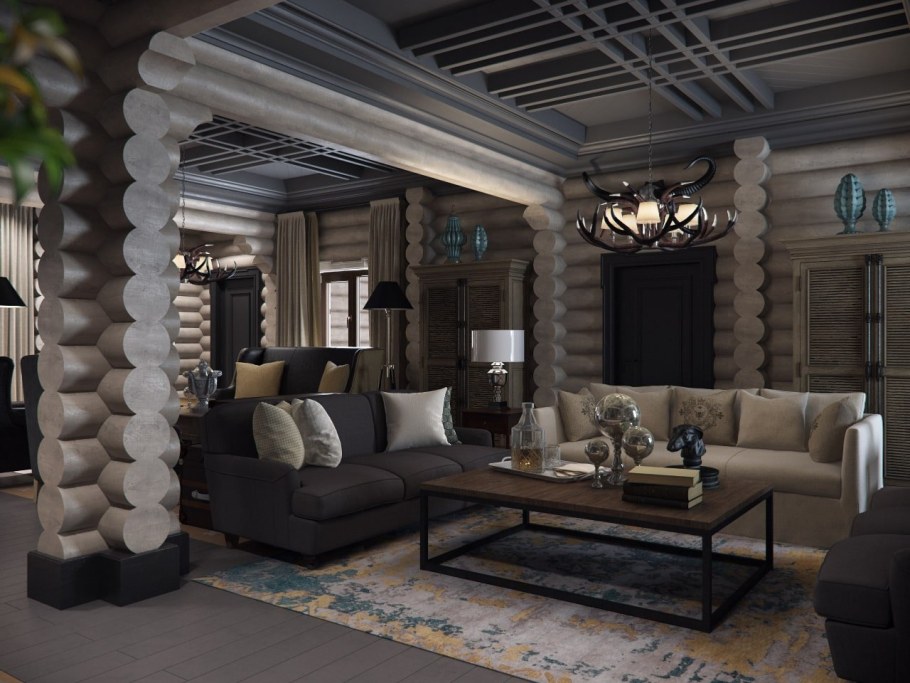 Интерьер сруба в современном стиле