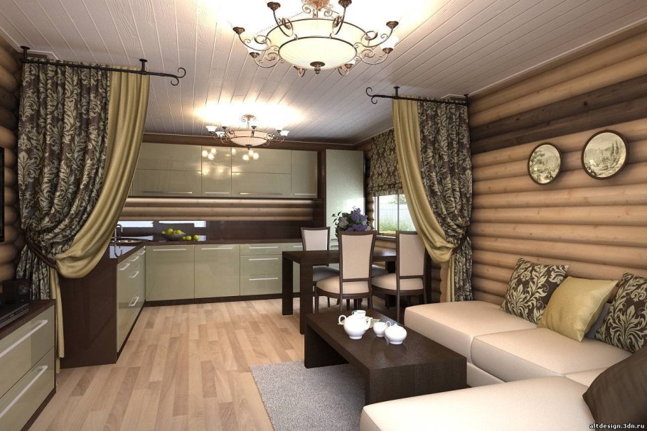 Кухня в деревянном доме