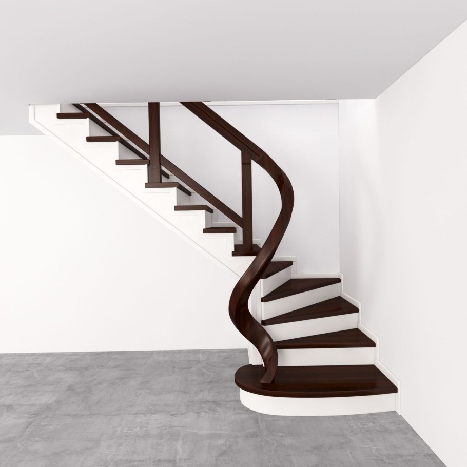 Лестница на 2 косоурах забежная