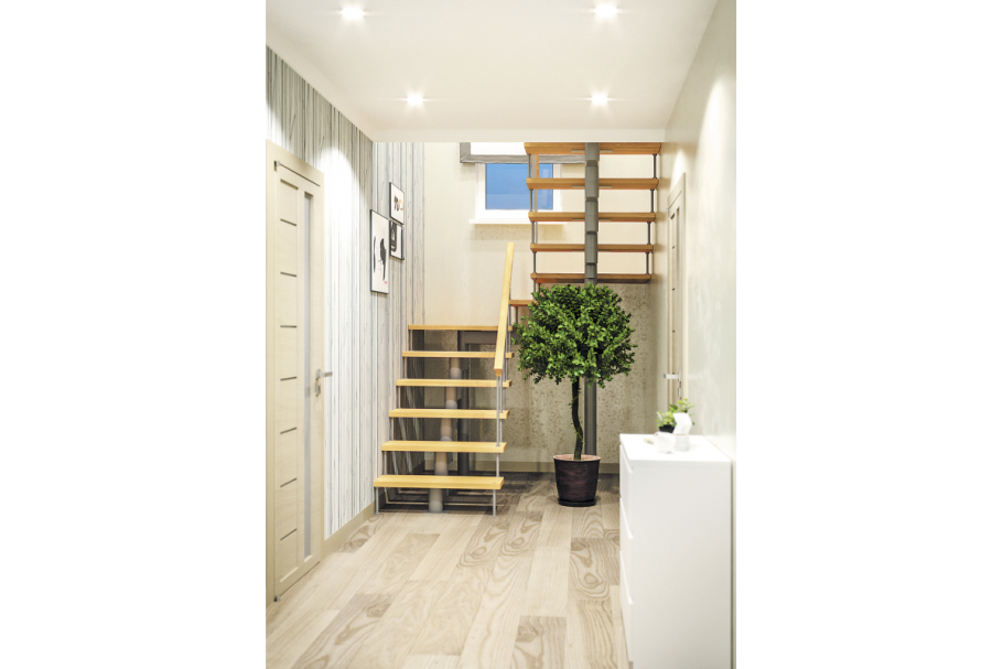 Модульная лестница комфорт с поворотом на 180 градусов и площадками