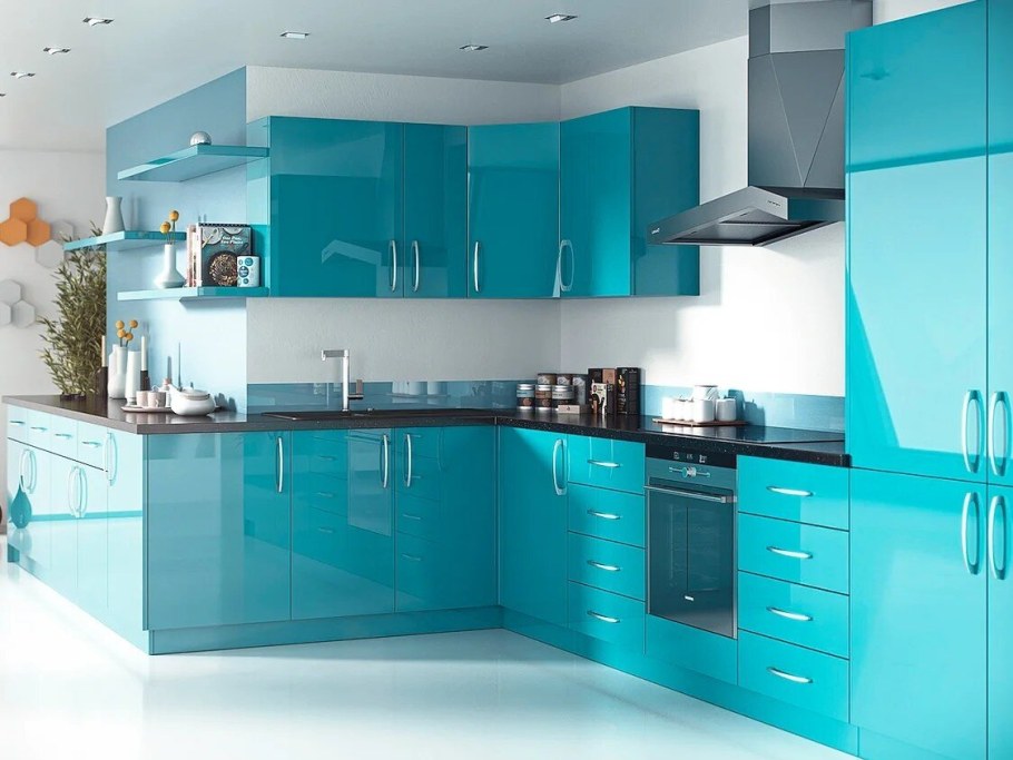 Кухня в бирюзовом цвете