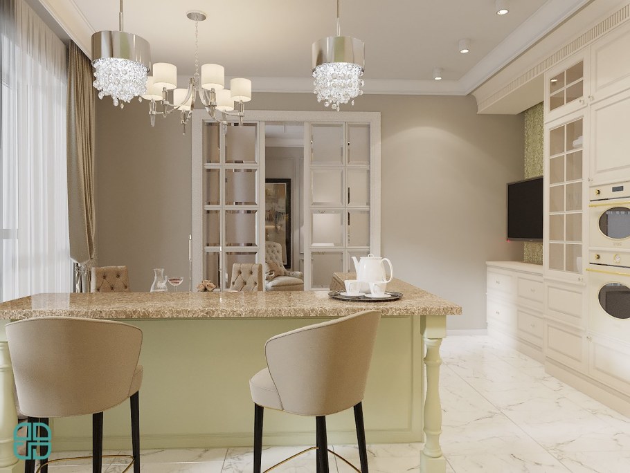 Люстра над барной стойкой