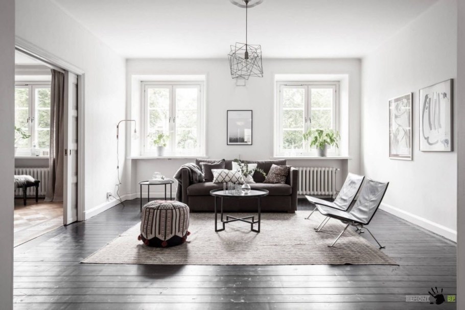 Скандинавский стиль с темным полом