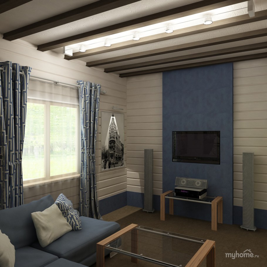 Гостиная имитация бруса