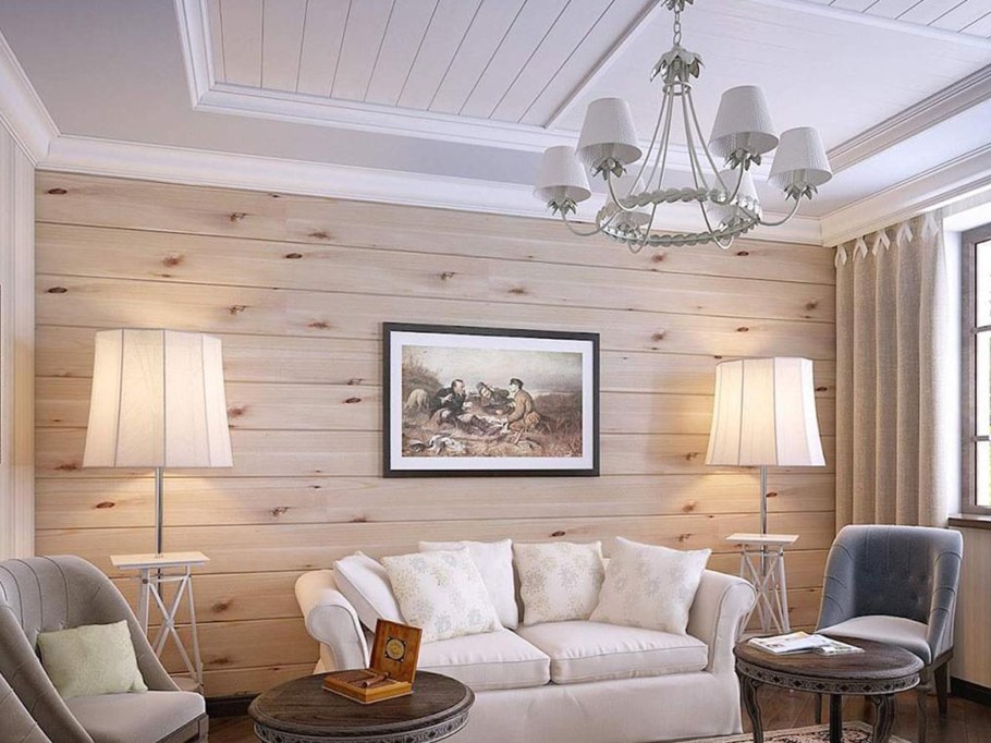 Вагонка в интерьере гостиной