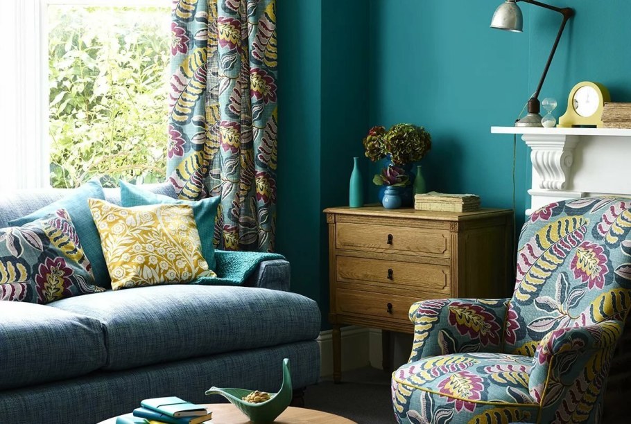 Интерьер в сине-зеленых тонах