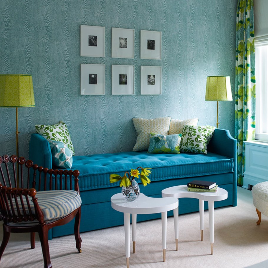 Сине зеленый интерьер