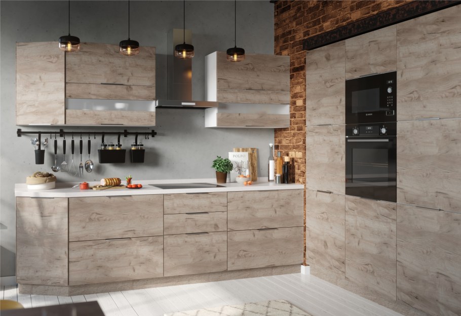 Кухня дуб крафт серый