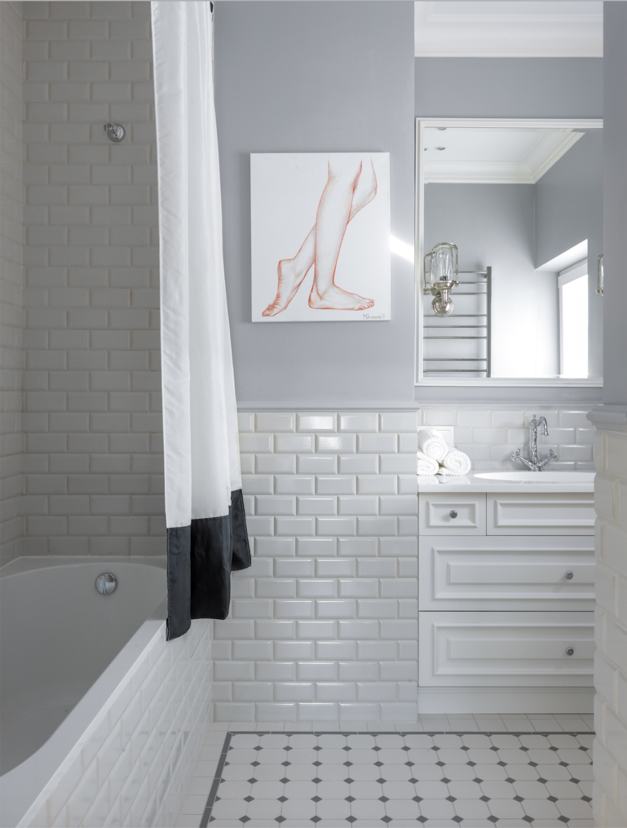 Ванна плитка кабанчик белая