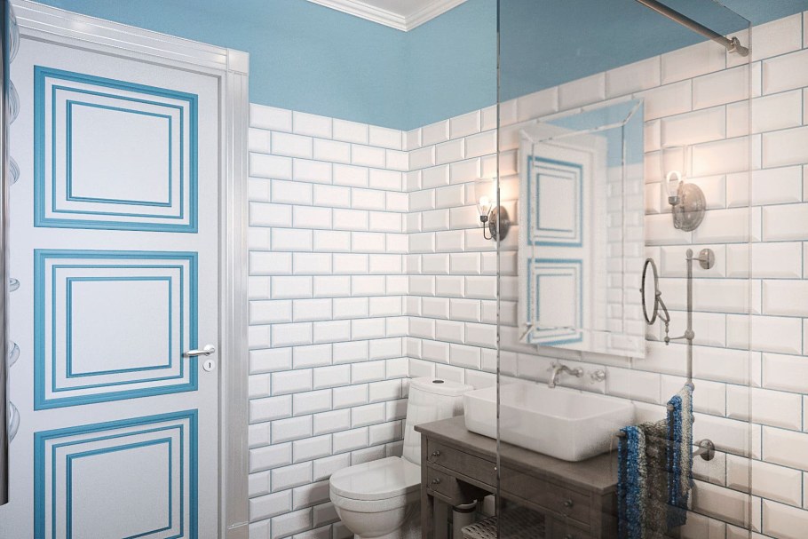 Лазурный кабанчик белая плитка