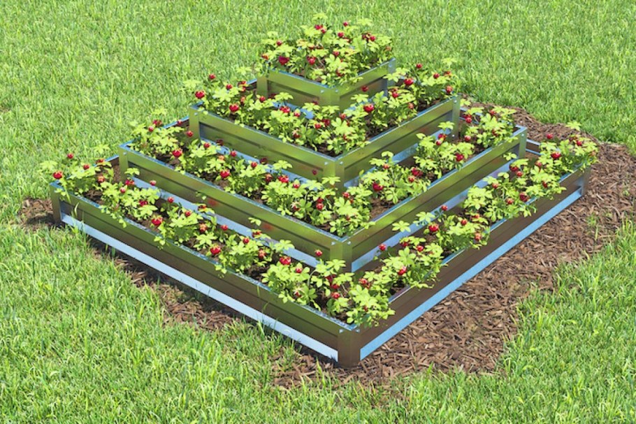 Четырехъярусная пирамида квадратная клумба оцинкованная