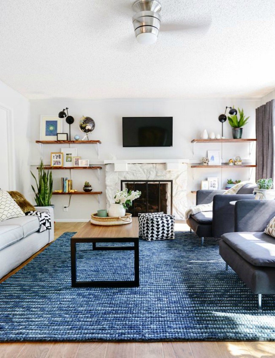 Ковры в интерьере гостиной современный стиль