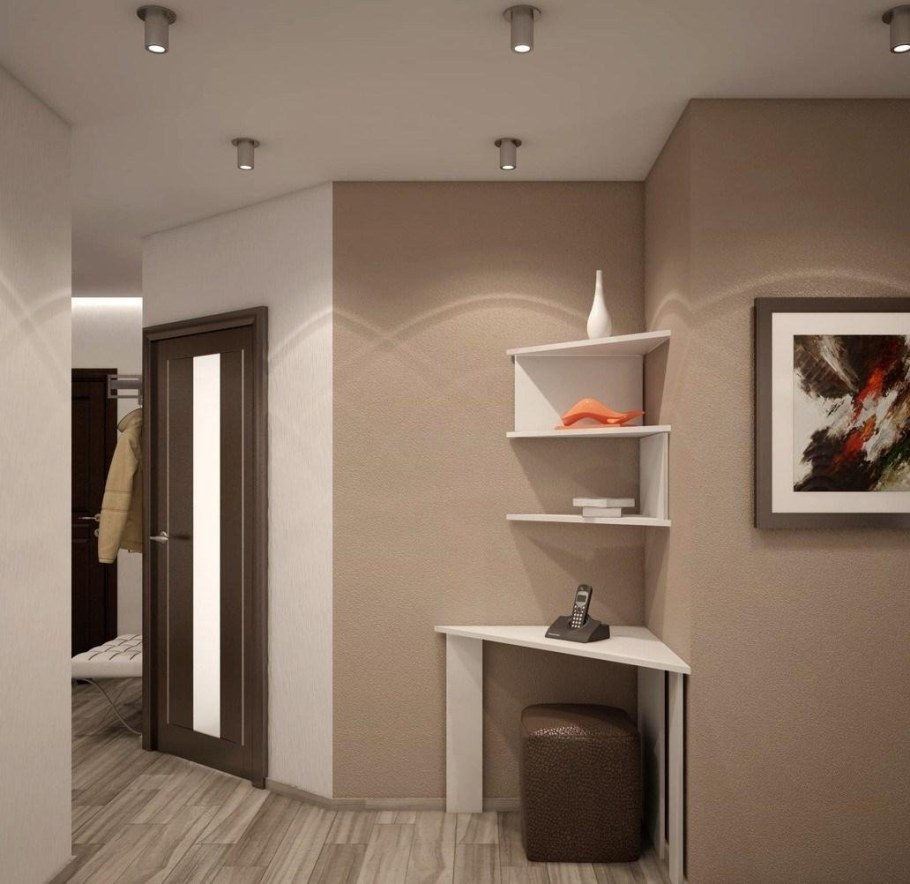 Кофейный цвет стен в прихожей