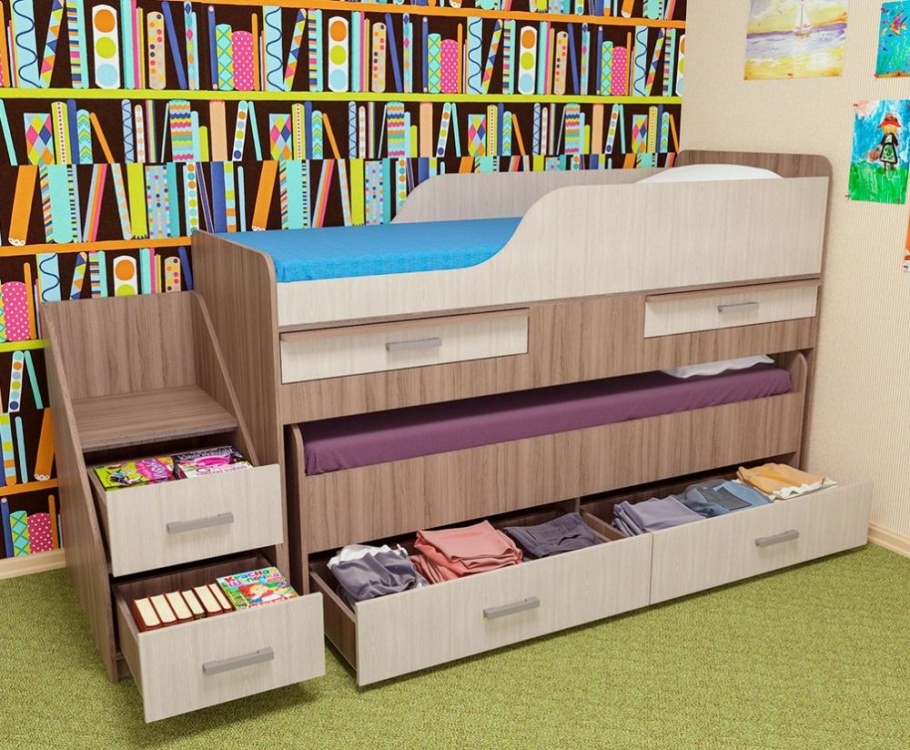 Детская двухуровневая кровать Лесики