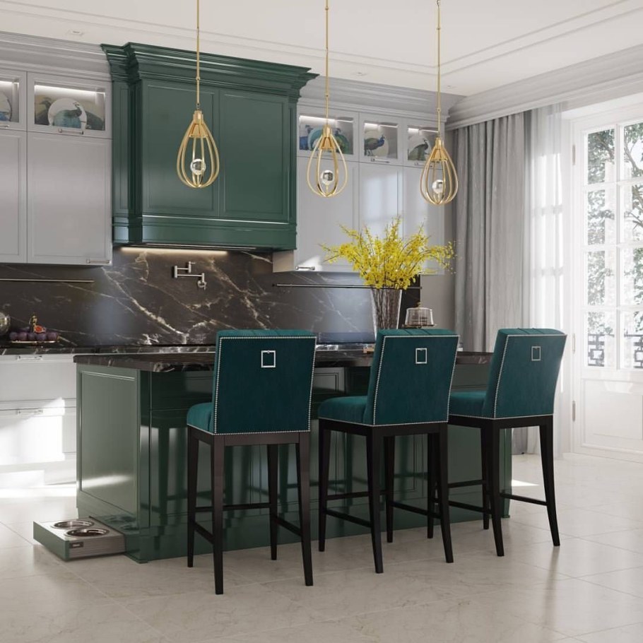 Зеленая кухня арт деко