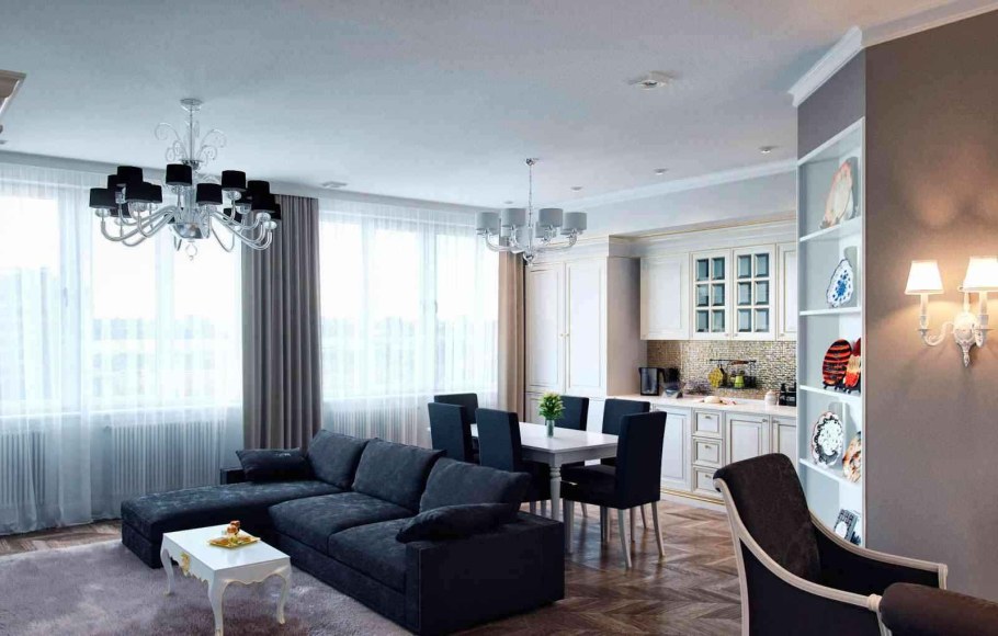 Кухня гостиная интерьер