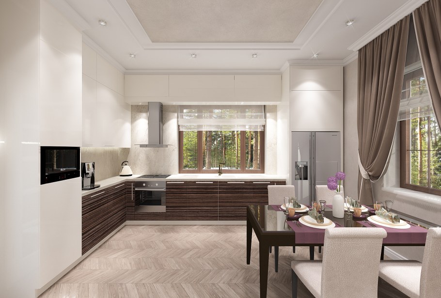 Кухня гостиная 30 кв м с террасой