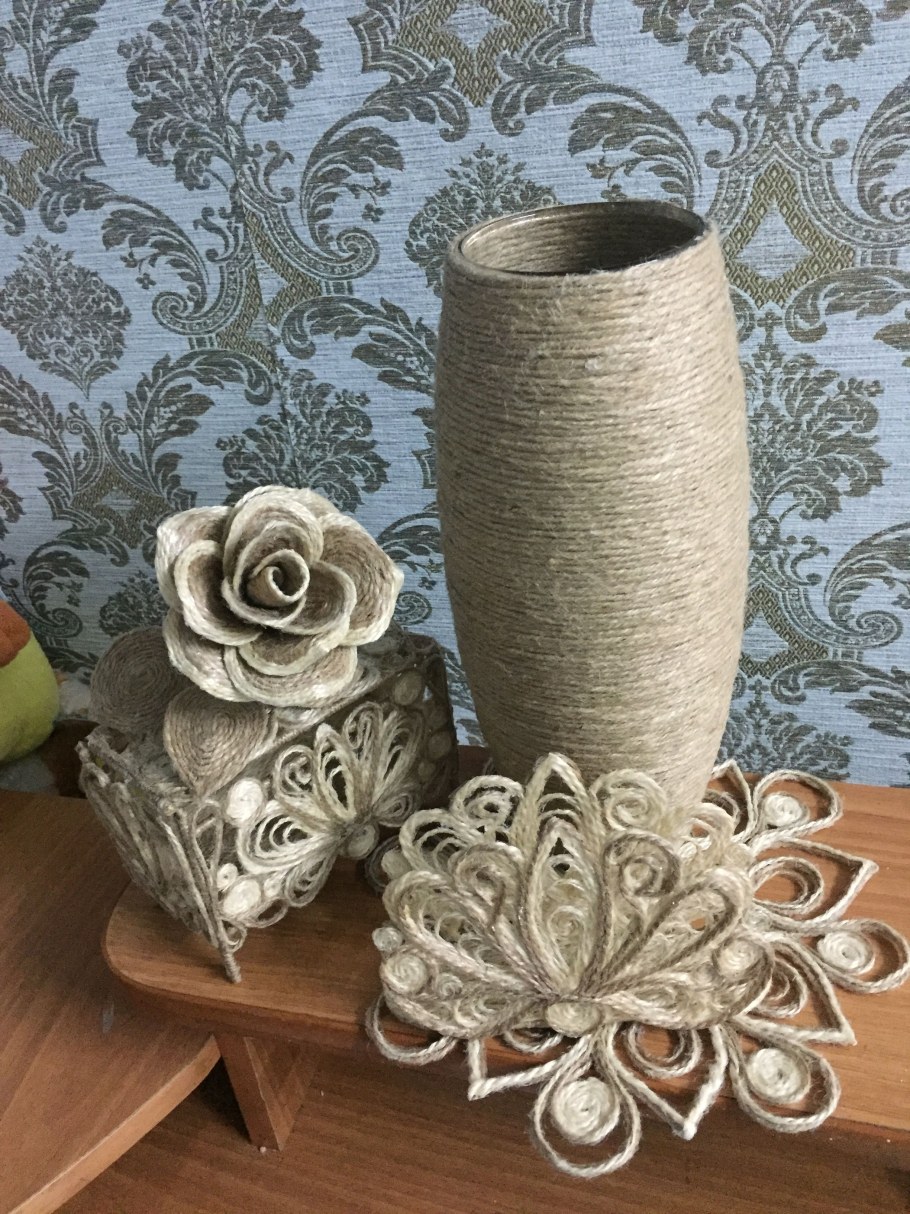 Джутовая филигрань ваза