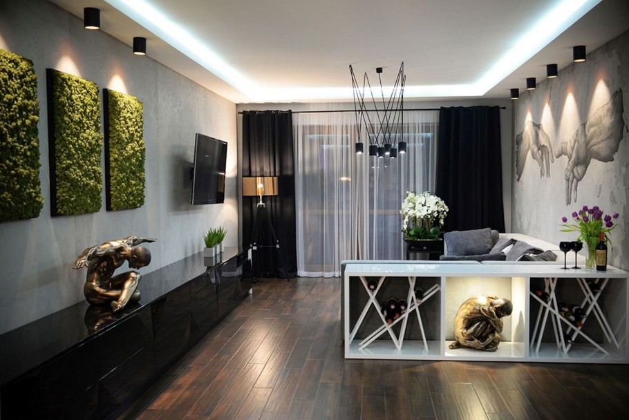 Стабилизированный мох в интерьере квартиры