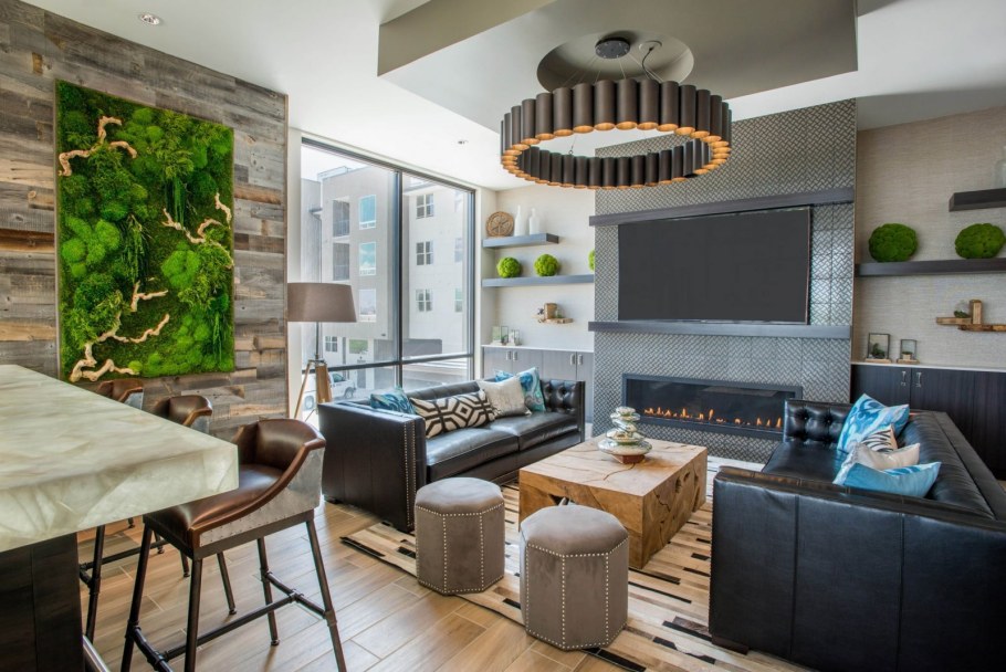 Мох в интерьере кухни