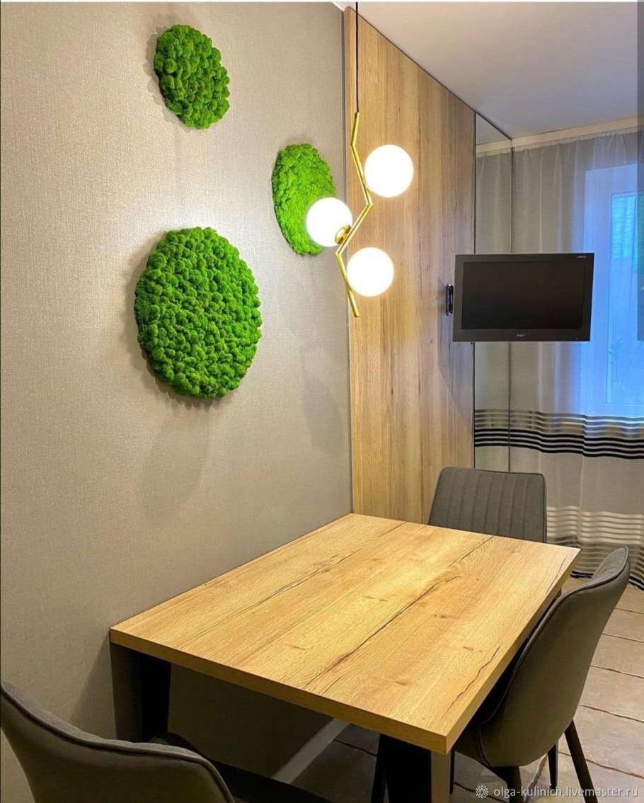 Мох в интерьере кухни