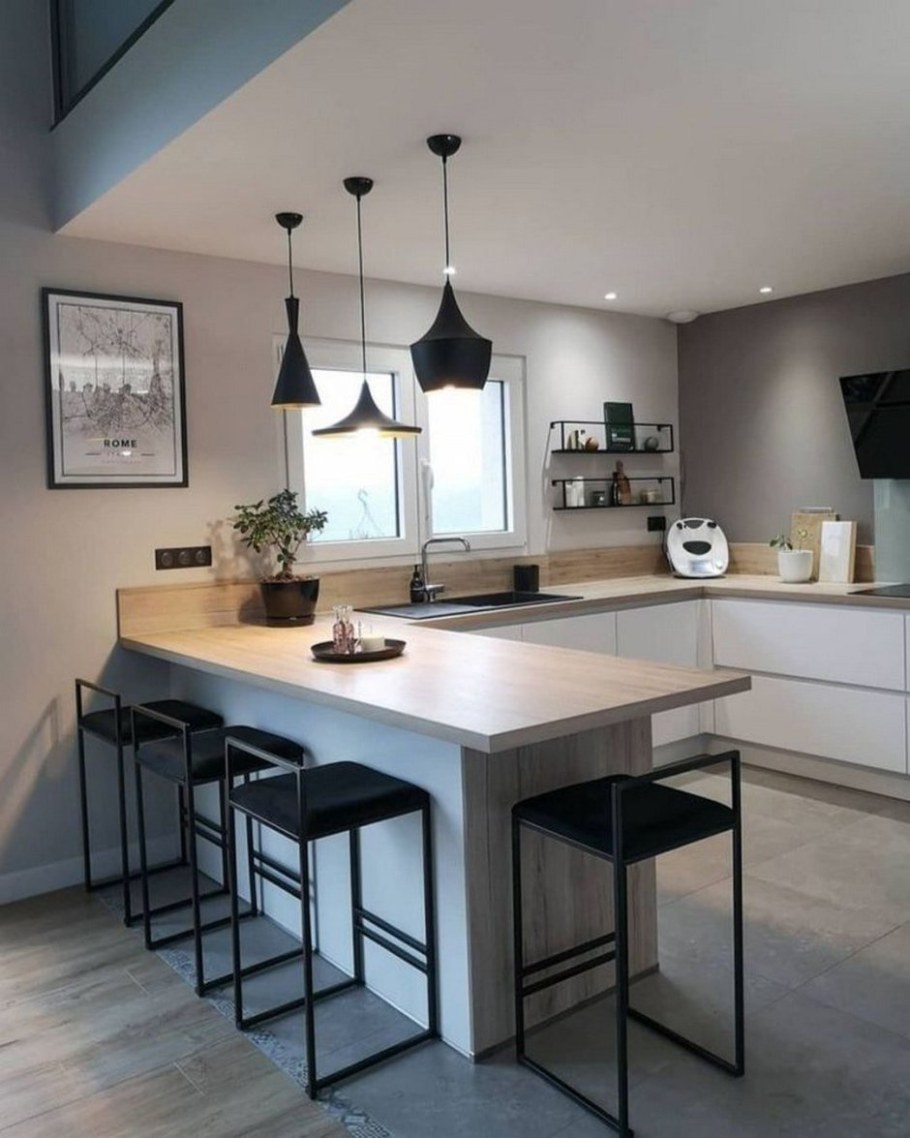 Кухня с островком-обеденной зоной 20 кв м