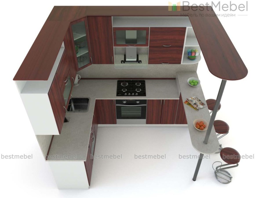 П образный гарнитур с барной стойкой