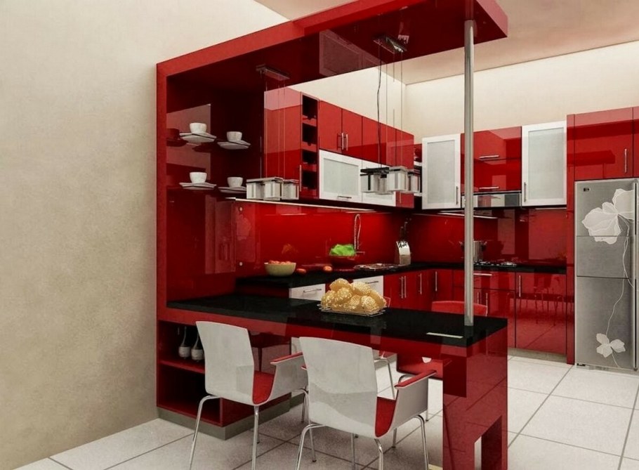 Кухонный гарнитур с барной стойкой