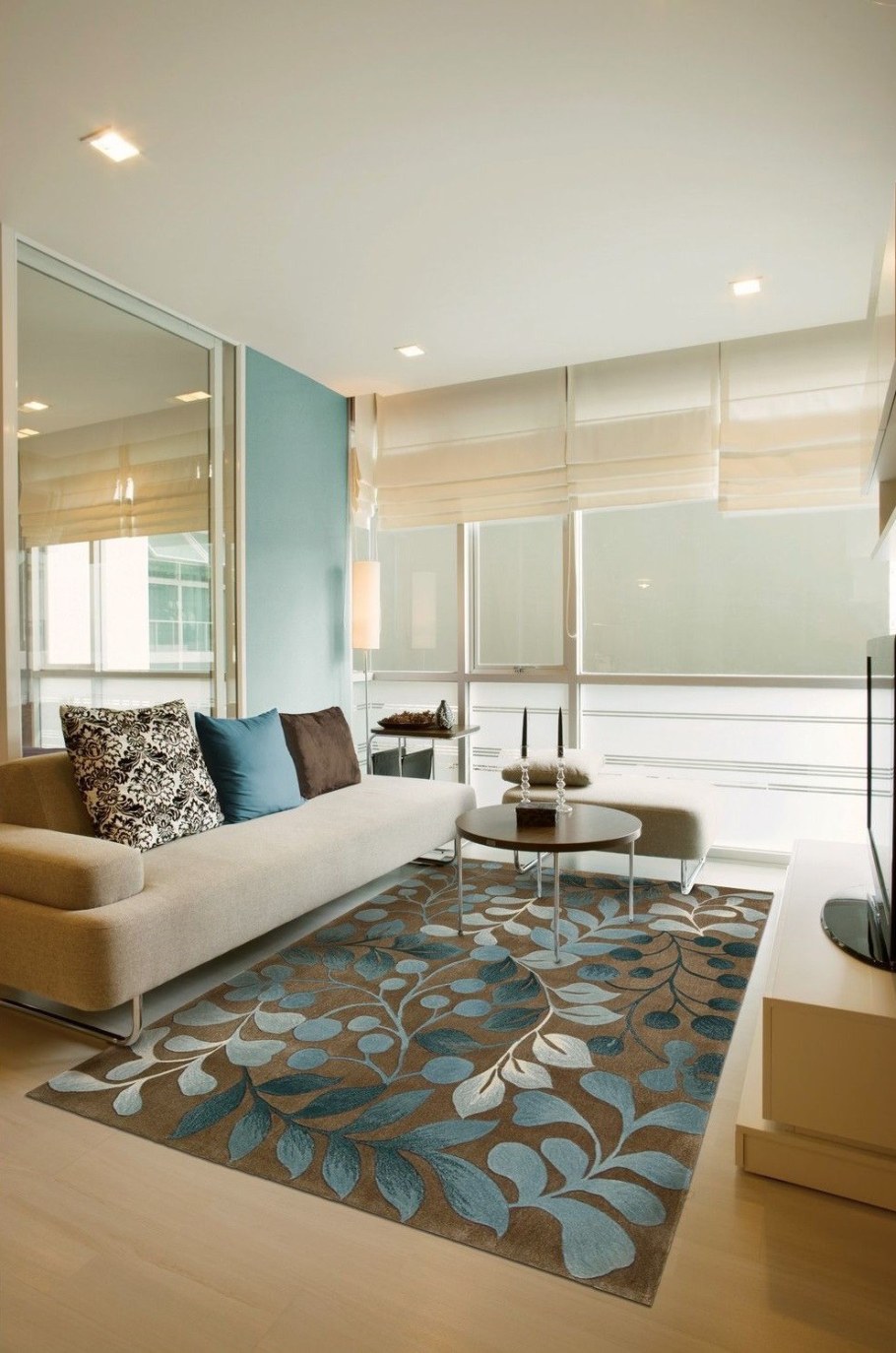 Ковер бирюзовый с бежевым