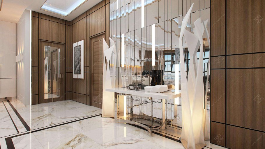 Зеркальное панно в ресторане