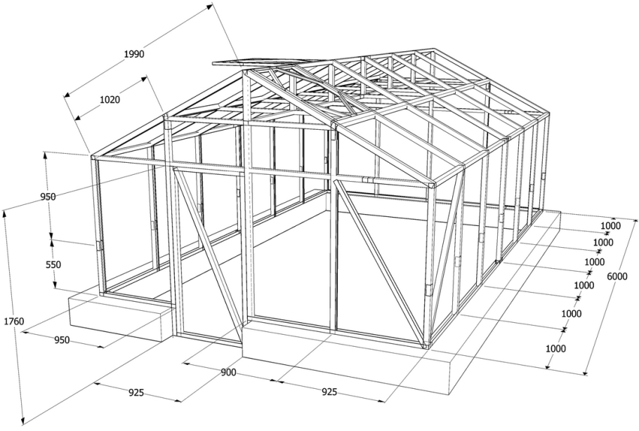 Двускатная теплица Митлайдера чертежи