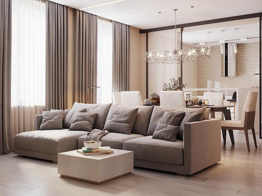 Бежевая гостиная интерьер