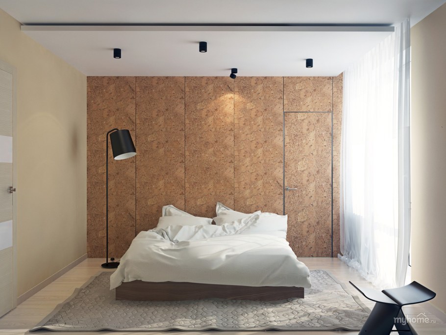 Пробковые панели в спальне