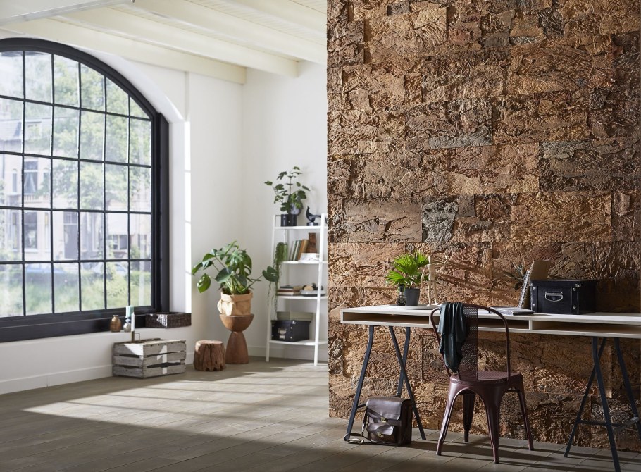 Пробковое настенное покрытие в интерьере
