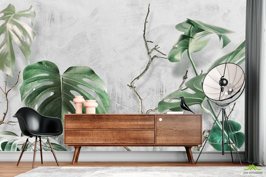 Обои с папоротником для стен в интерьере