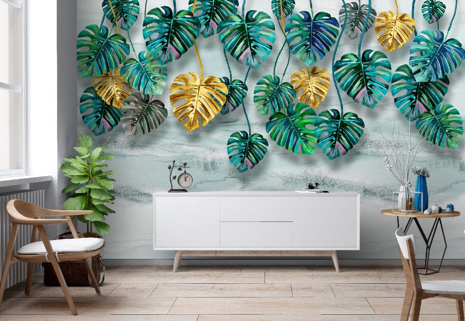 Флизелиновые обои с монстерой