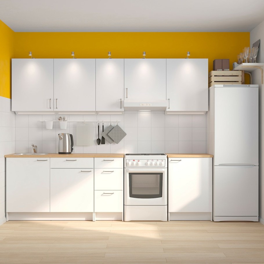 Кухня икеа КНОКСХУЛЬТ белая глянцевая