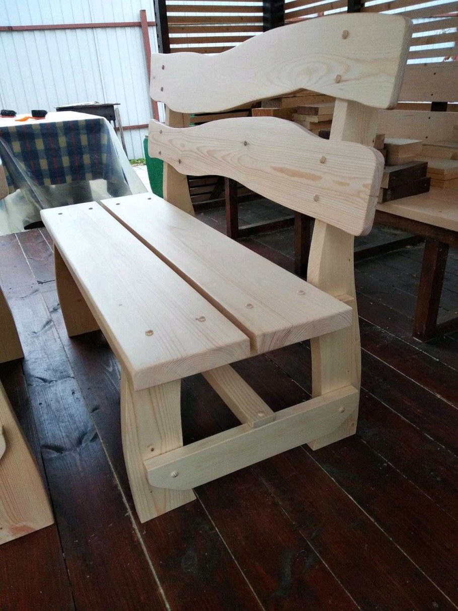 Деревянная Лавка со спинкой