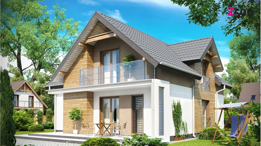 Дом с мансардой и балконом 120кв