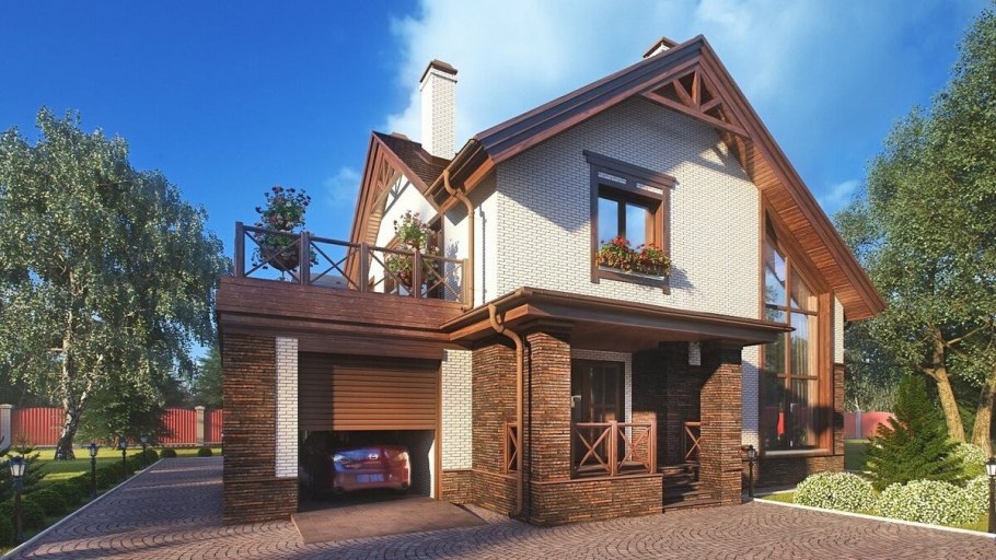 Двухэтажный дом с террасой