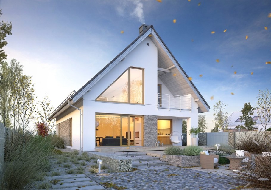 Дом с двухскатной ассиметричной крышей