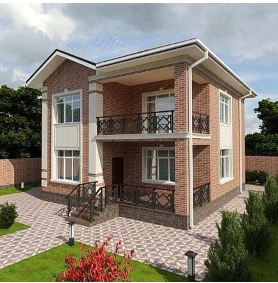 Двухэтажный коттедж с балконом