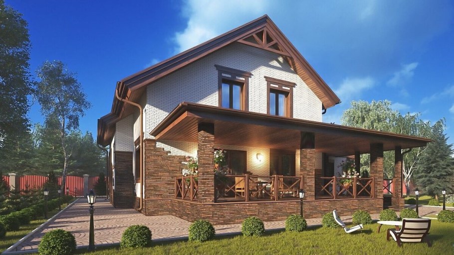 Двухэтажный дом с террасой