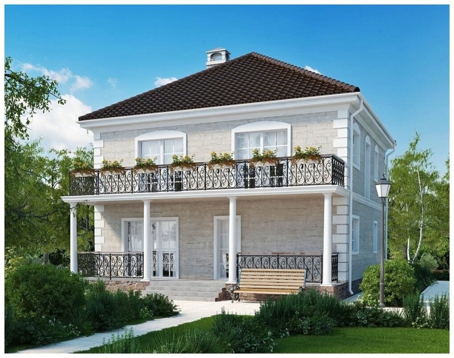 Двухэтажный дом с террасой