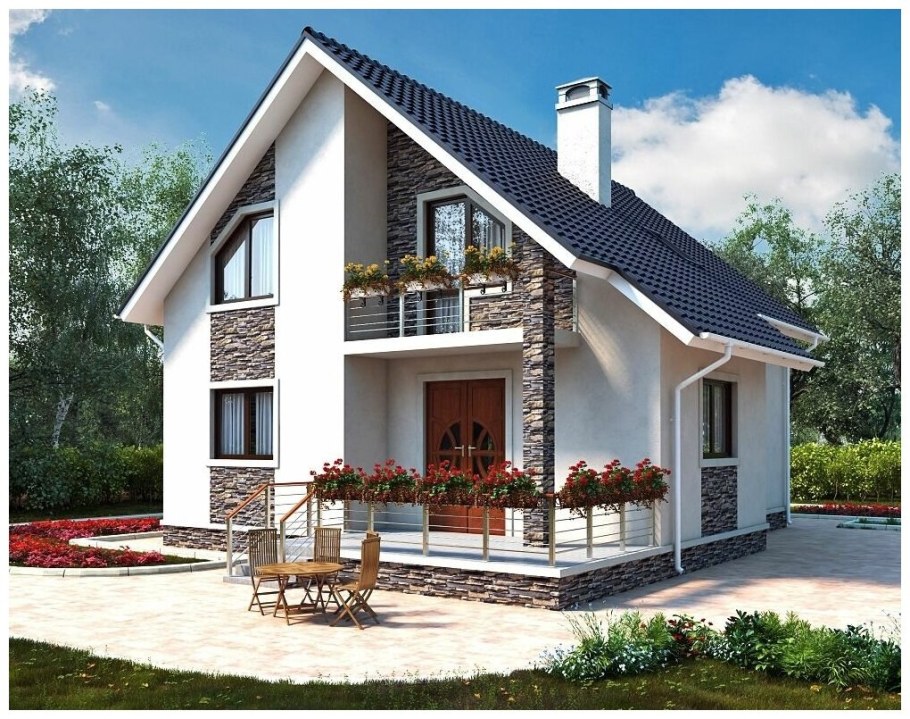 Дом 80 кв.м двухэтажный с мансардой из газобетона