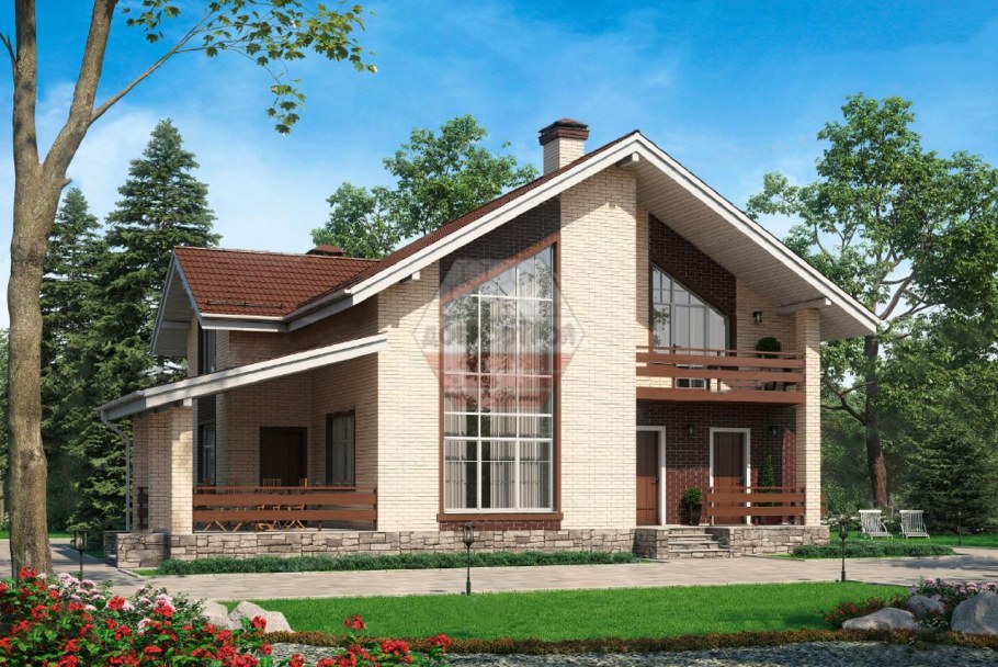 Двухэтажный дом с террасой