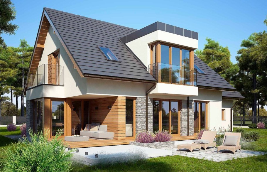 Дом с мансардой и террасой 120кв и гаражом